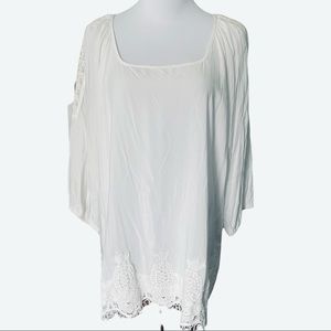 SOLITAIRE BLOUSE LACE TRIM PLUS SIZE 3X NWT